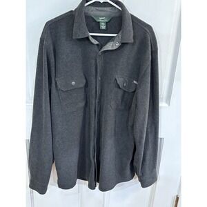 Woolrich charcoal grey button-down fleece shirt jacke Size Large